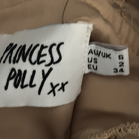 Princess Polly Lillie Tan Balloon Long Sleeve Corset Cowl Neck Mini Dress Size 2 - Picture 9 of 12